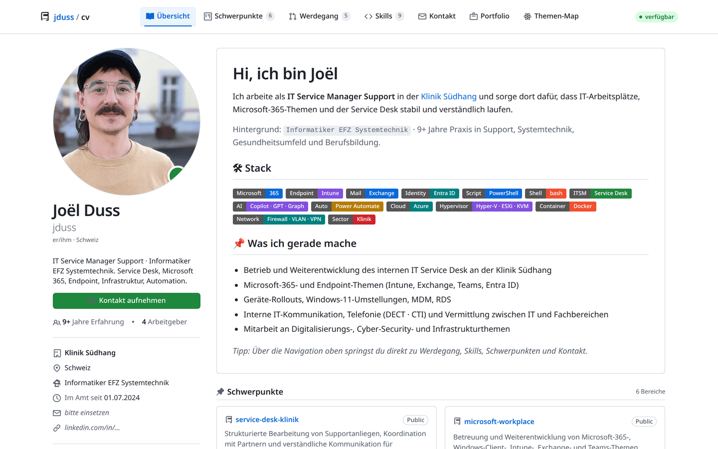 Screenshot von cv-website